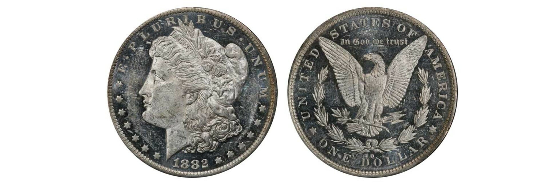 1882 O/S Morgan Silver Dollar PCGS MS 60 DMPL
